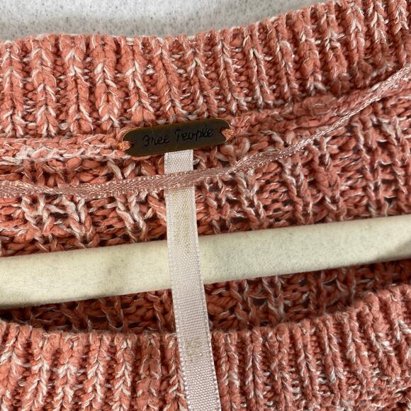 Free People Sweater XS Pink Chunky Marled Knit Long Sleeve Pullover Star Dune - Picture 9 of 11